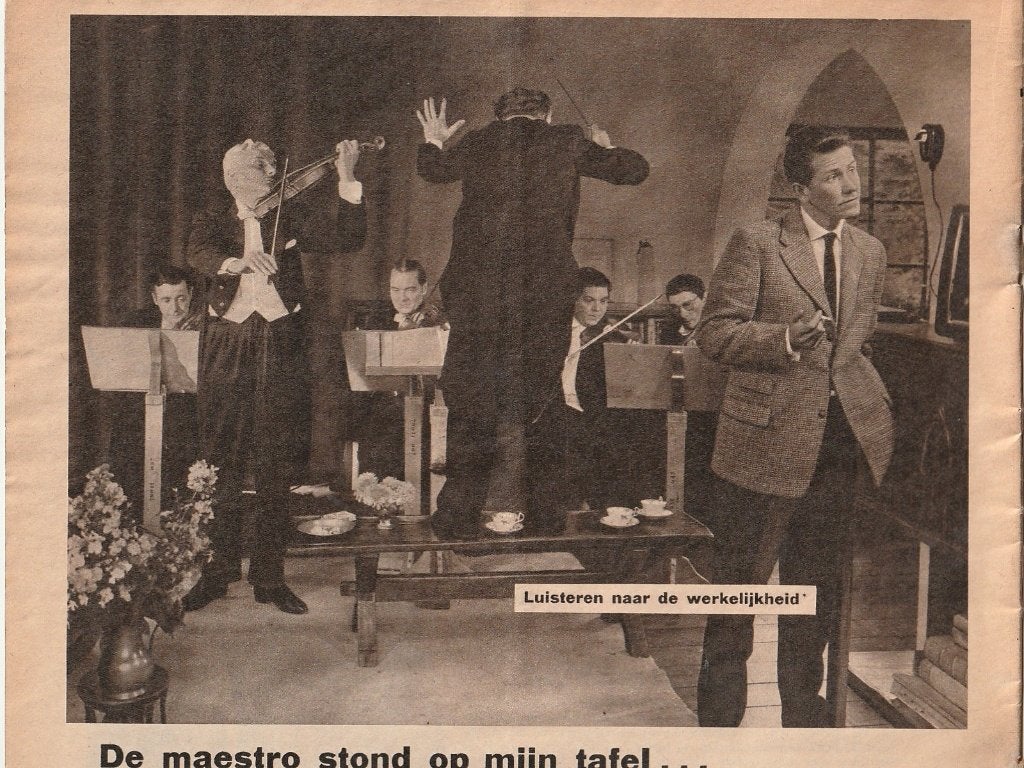 Retro reclame 1956 PTT draadomroep naar het orkest luisteren, Verzenden, Overige typen