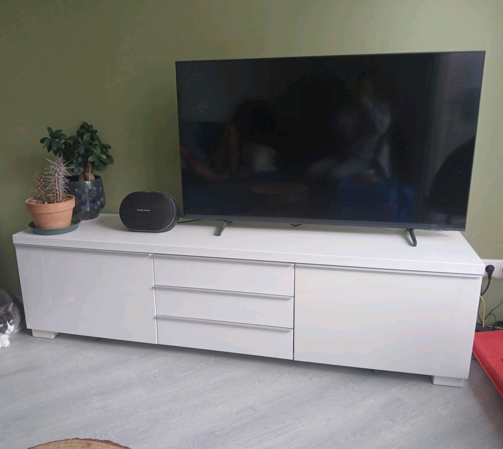 IKEA Besta Burs - televisie kast hoogglans wit, Ophalen, 150 tot 200 cm, Zo goed als nieuw, Minder dan 100 cm