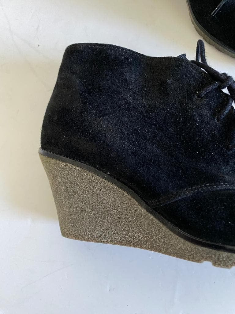 C146 Gabor: maat 3=36 zwart suede-leren lage laarsjes  hak, Zwart, Gabor, Ophalen of Verzenden, Zo goed als nieuw