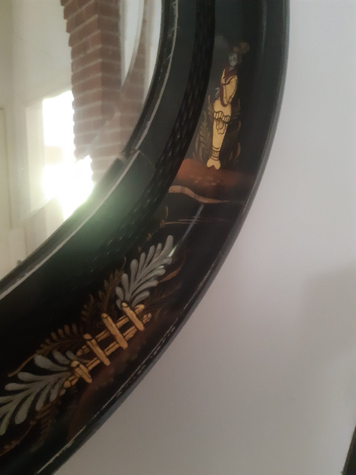 chinese Ovale spiegel met Oosterse decoratie, Ophalen, Ovaal, 50 tot 100 cm, 100 tot 150 cm