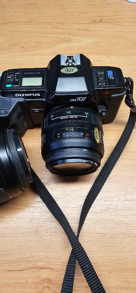 OLYMPUS OM 707, Audio, Tv en Foto, Fotocamera's Analoog, Ophalen, Gebruikt, Spiegelreflex, Olympus
