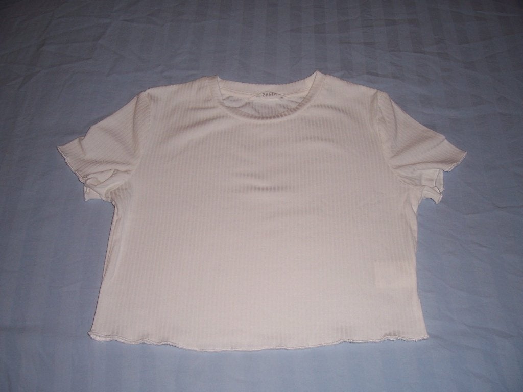 Leuke witte crop top merk Shein maat 152 en verticaal streep, Kinderen en Baby's, Meisje, Shein, Ophalen of Verzenden, Zo goed als nieuw
