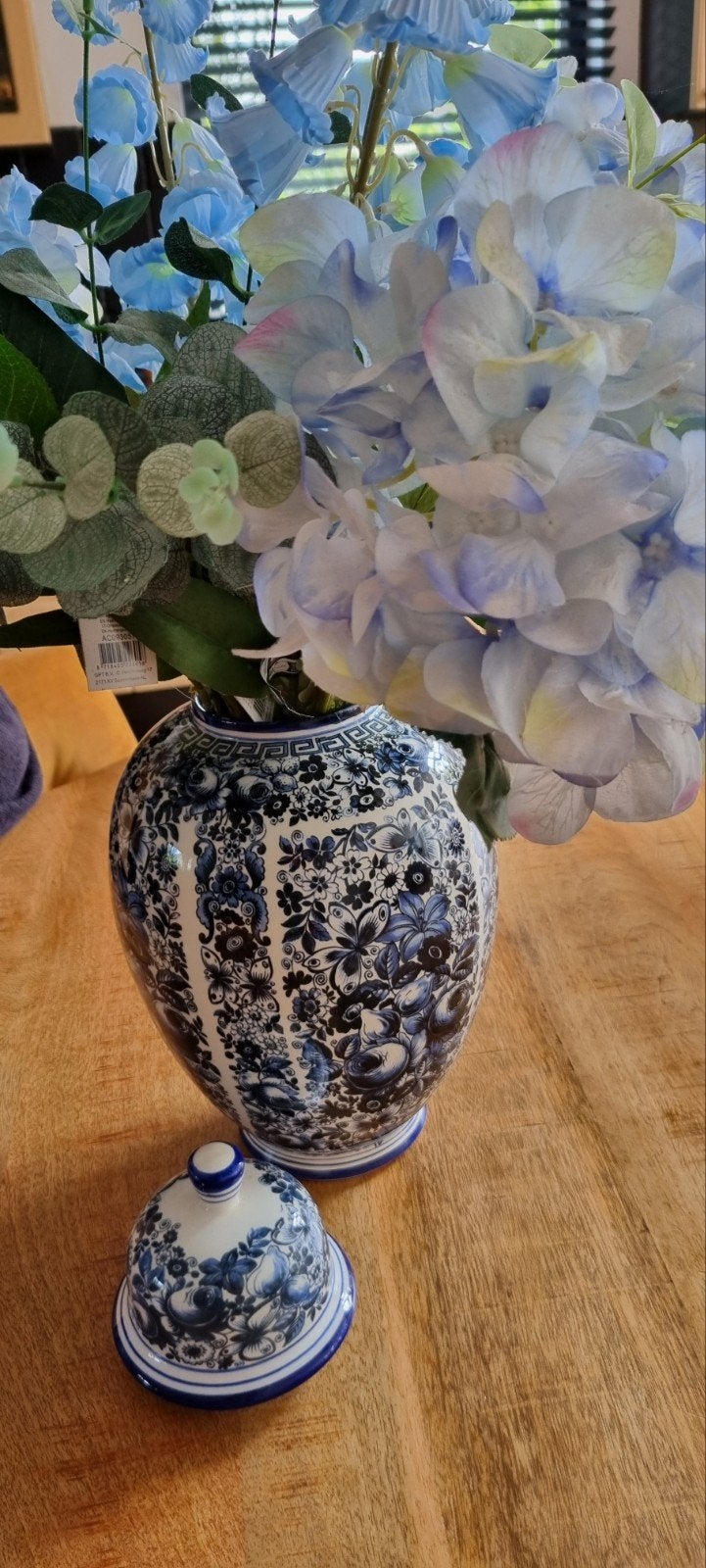 Delfts Blauwe dekselvaas pot met Deksel vaas blauw wit bloem, Ophalen