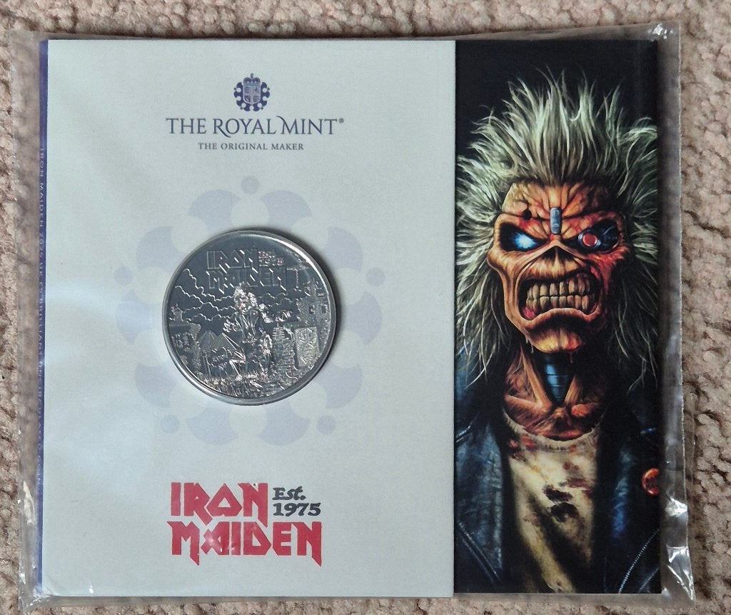 3IRON MAIDEN 2025 UK 5 pounds BU coin, Ophalen of Verzenden, Overige landen