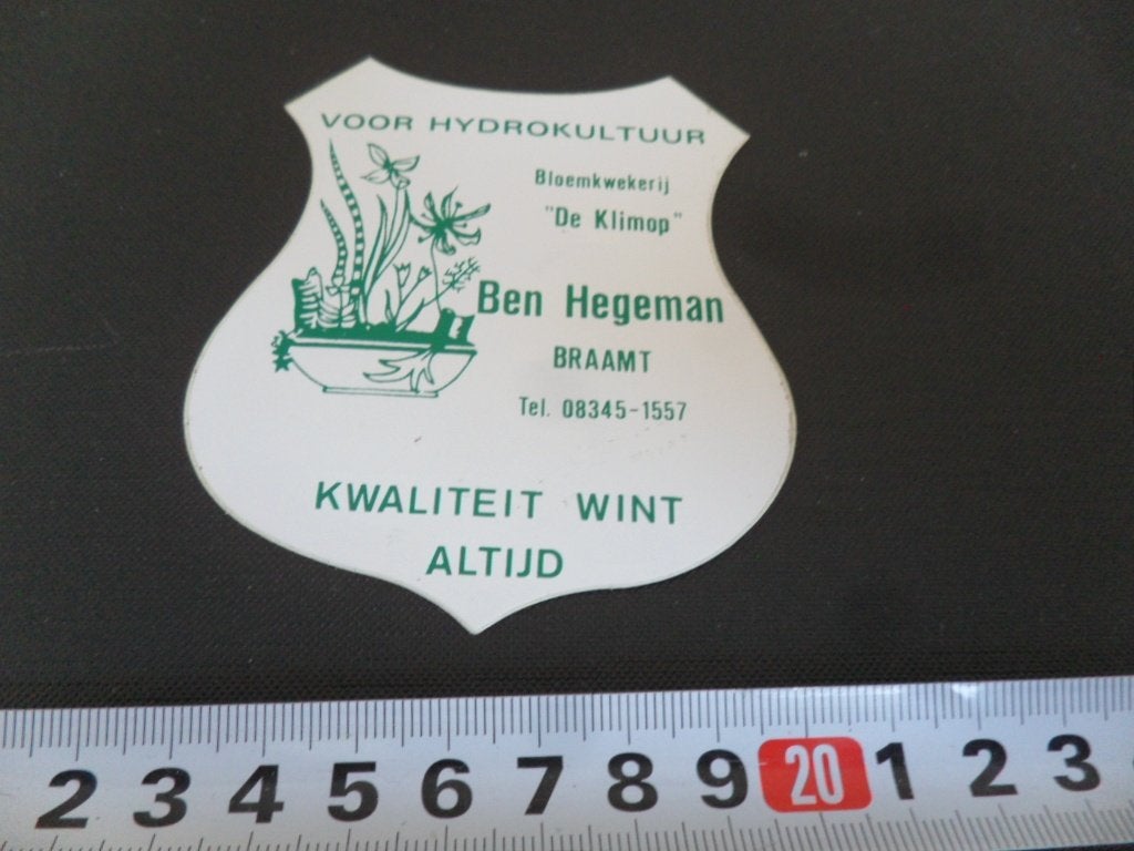 sticker Braamt DEN HEGEMAN Bloemkwekerij DE KLIMOP, Ophalen, Zo goed als nieuw