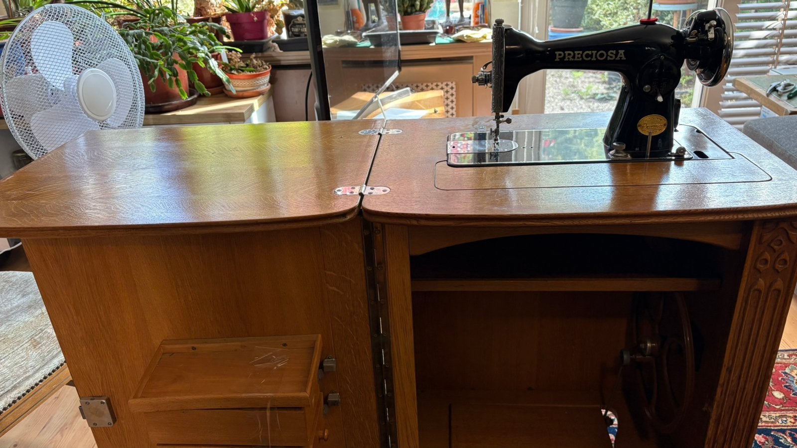 Antieke vintage Preciosa maaimachine tafel, Ophalen
