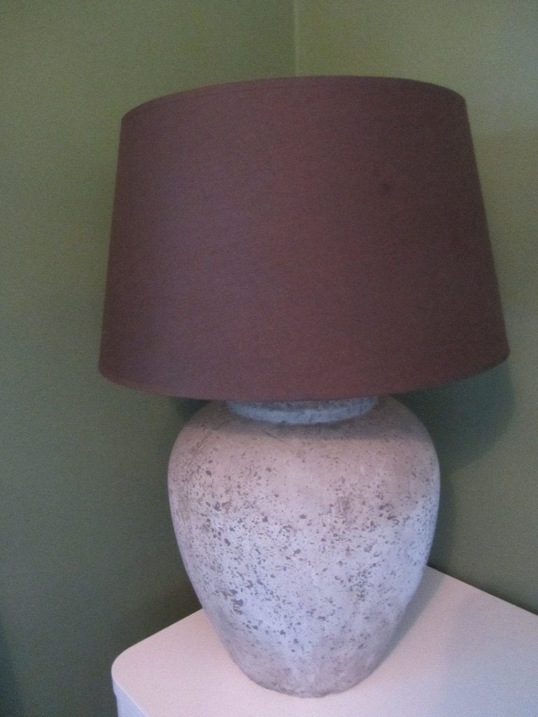 Grote lamp met bruine kap en grijze lampen poot, Ophalen, Textiel, E27 (groot), Zo goed als nieuw