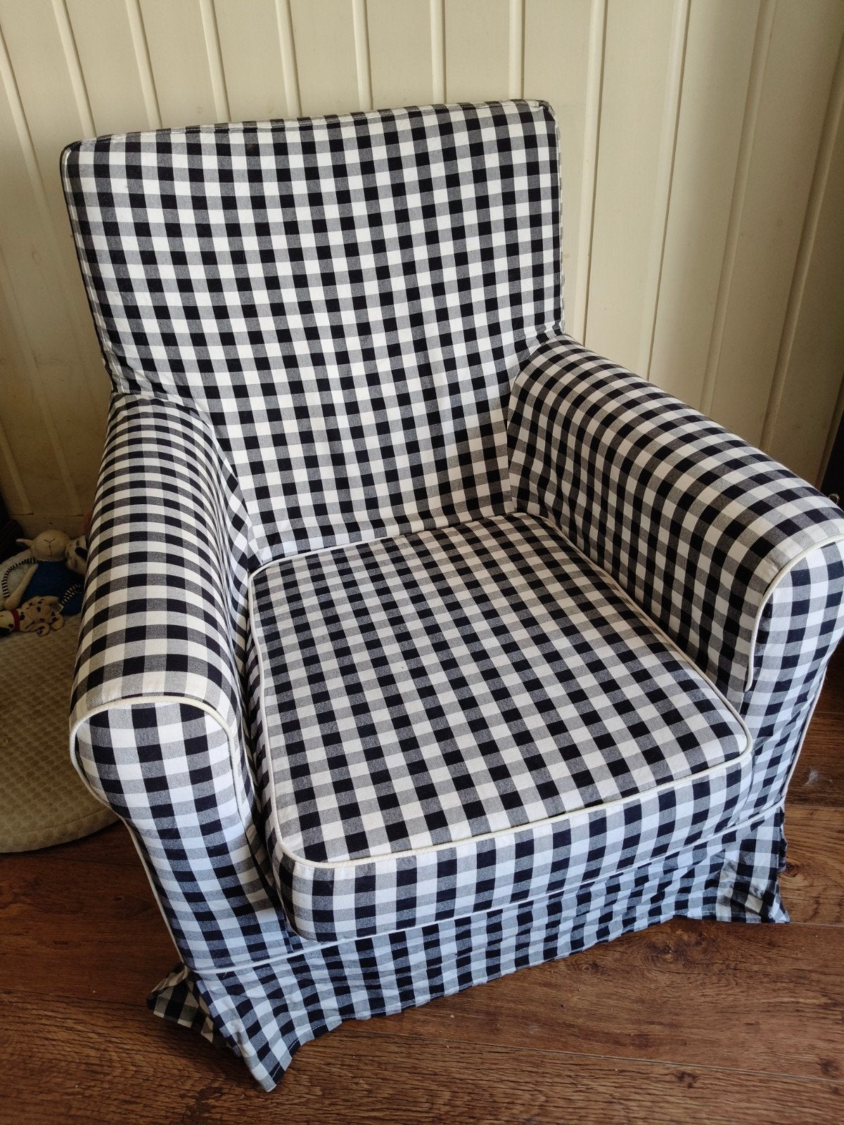 IKEA Jennylund Fauteuil - Zwart-wit geruit, Ophalen, Gebruikt, 75 tot 100 cm, 75 tot 100 cm