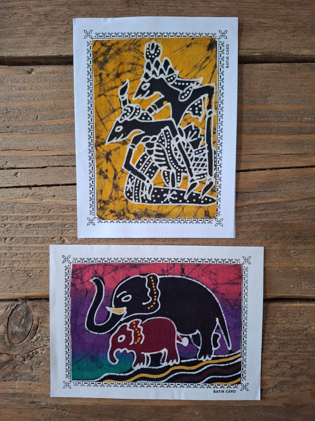 Set vintage Indonesische batik kaarten. Ongeschreven., Indonesië, Ophalen of Verzenden, Schilderij, Geschilderd