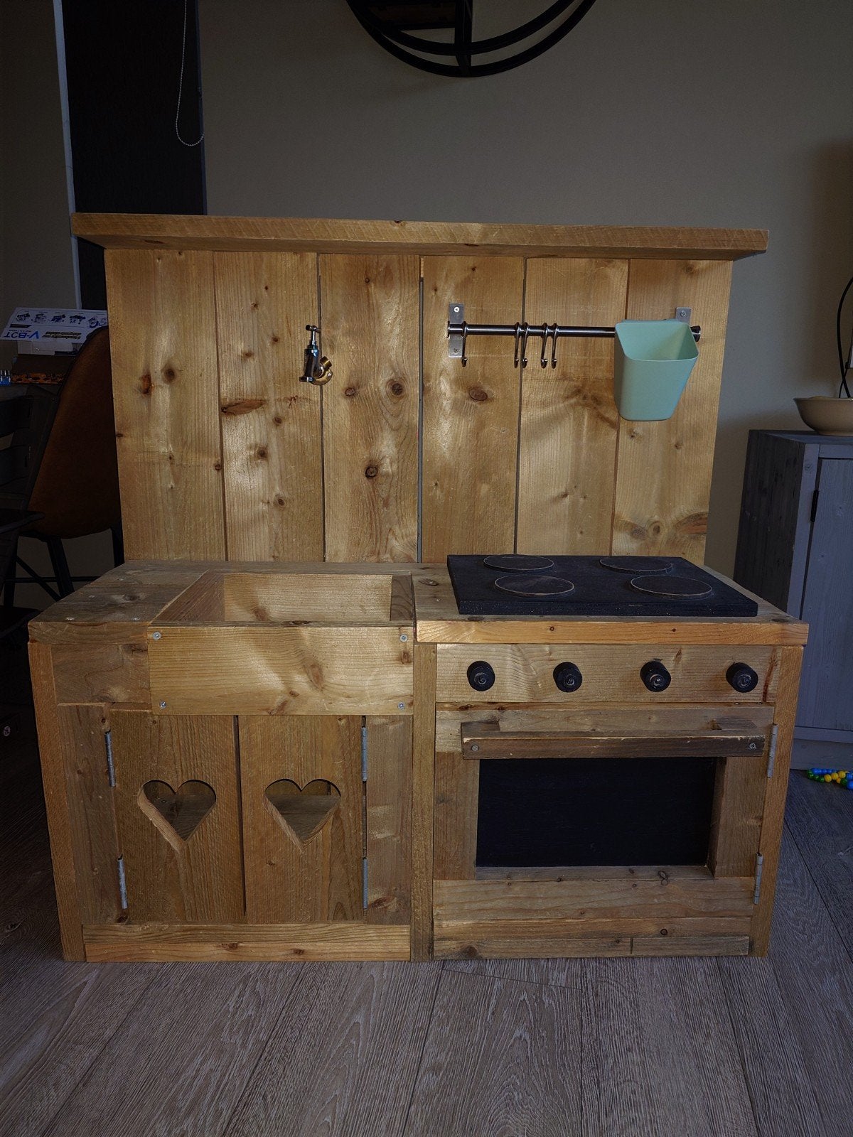 Houten Speelkeuken met Uitgebreide Toebehoren Set, Kinderen en Baby's, Ophalen, Gebruikt, Hout, Speelkeuken
