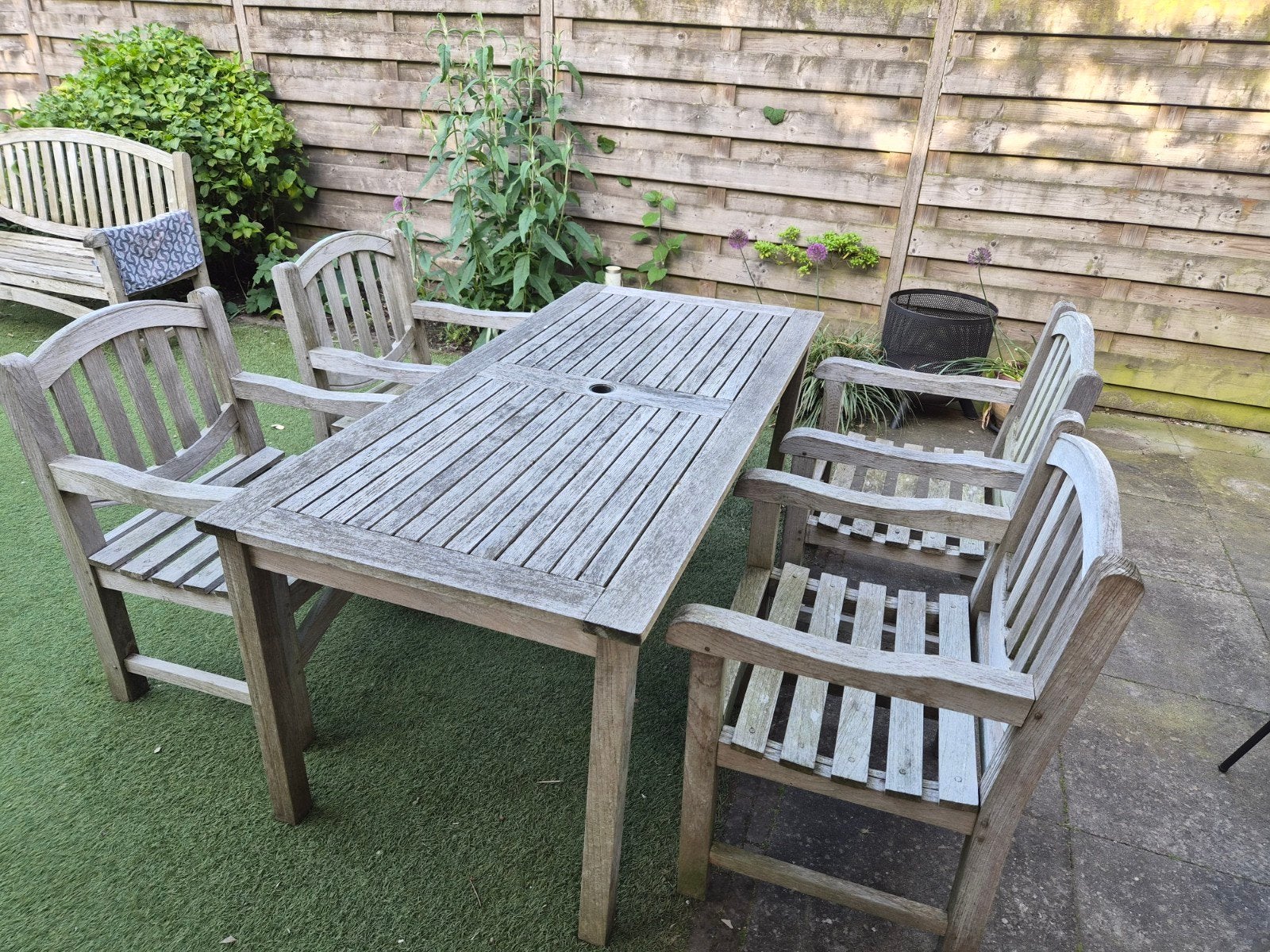 Teakhouten tuinset Versus by Tribu en Charme, Ophalen, Gebruikt, Rechthoekig, Teakhout