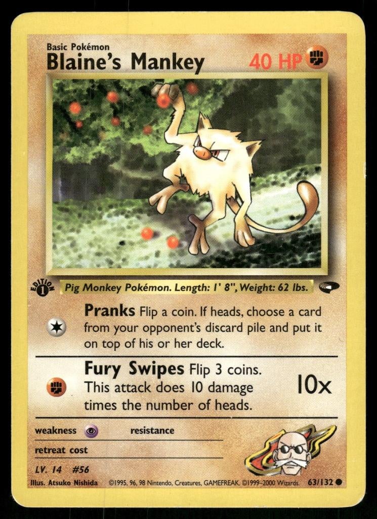 Blaine's Mankey 63/132 - Gym Challenge (1st edition) (Good), Verzenden, Gebruikt