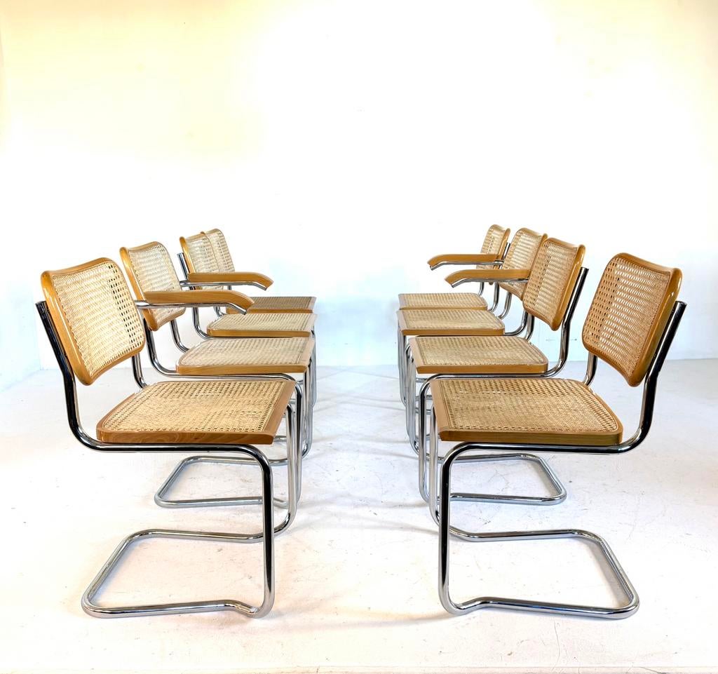 8x vintage Cesca eetkamerstoel, Marcel Breuer ‘70, Ophalen of Verzenden, Zo goed als nieuw, Vijf, Zes of meer stoelen, Bruin