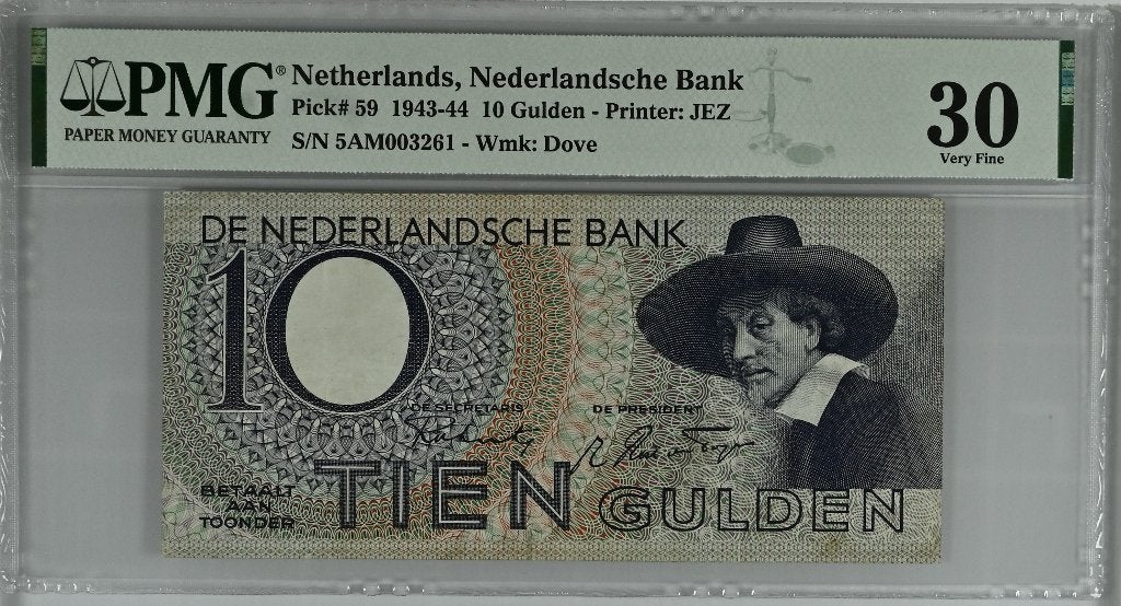 10 gulden 1943 Staalmeester PMG 30, Verzenden, 10 gulden