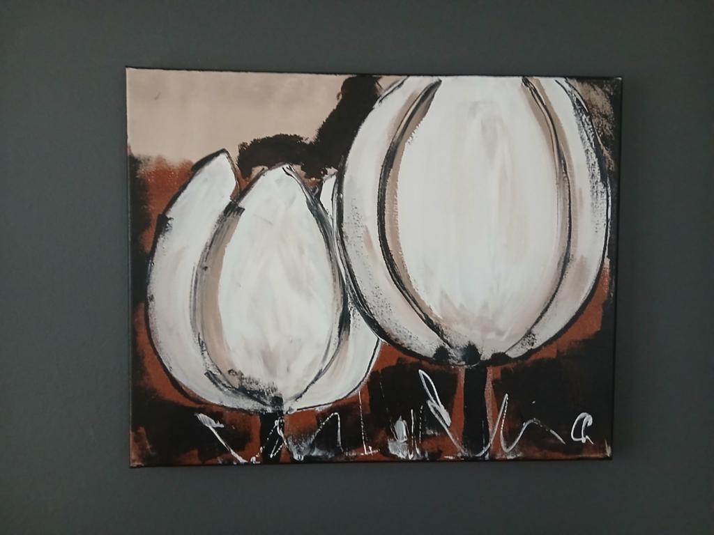 Nieuw schilderij 'Velvety tulips' van C.M. Leushuis, Antiek en Kunst, Kunst | Schilderijen | Modern, Ophalen
