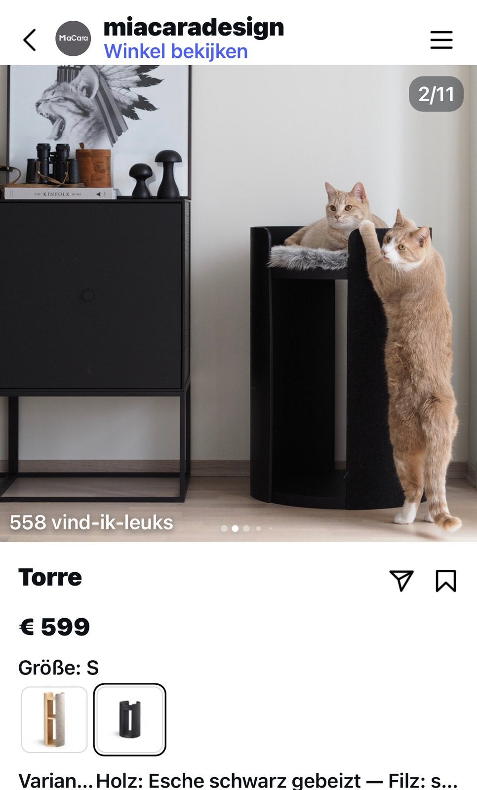 MIACARA Design - Torre S - katten krab en klimrek, Dieren en Toebehoren, Ophalen of Verzenden, Zo goed als nieuw