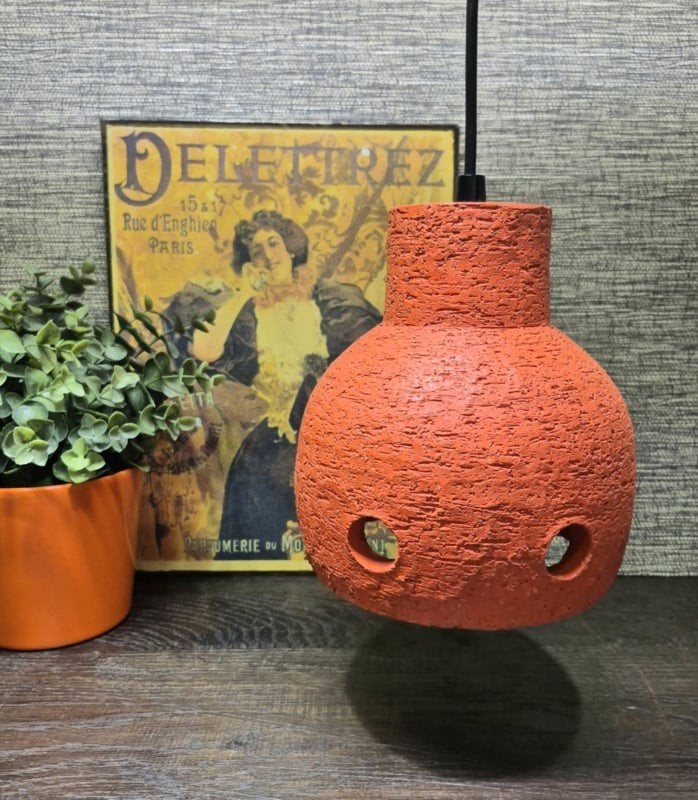 keramiek jaren 70 hanglamp,  oranje, Verzamelen, Retro, Ophalen of Verzenden, Huis en Inrichting