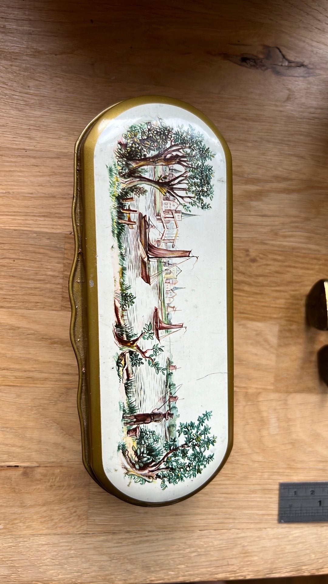 Douwe Egberts theelepeldoosje vintage, Antiek en Kunst, Ophalen