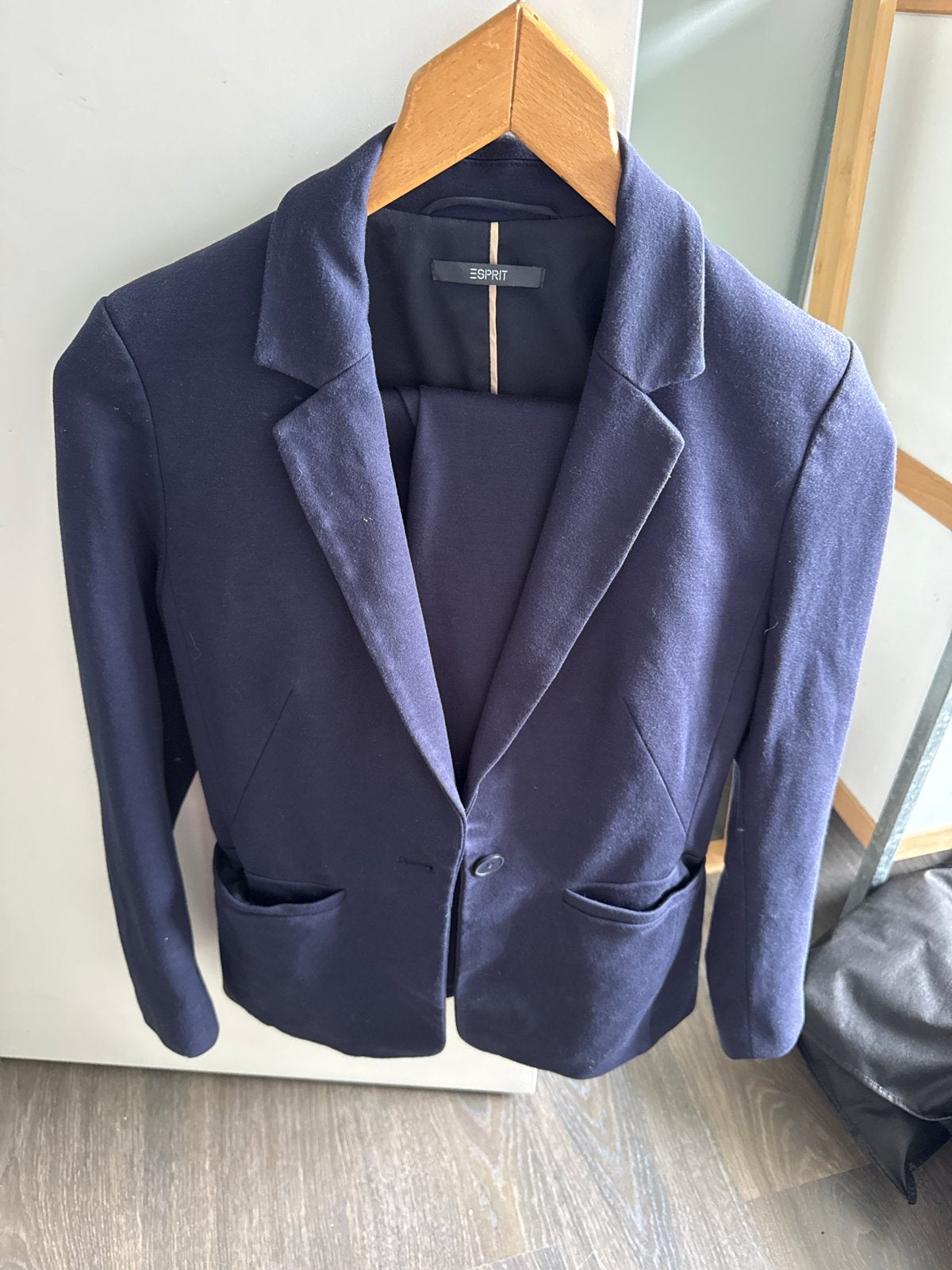 Esprit Dames Pak Donkerblauw Maat 38 - Clevercare Stof, Maat 38/40 (M), Kostuum of Pak, Blauw, Ophalen of Verzenden