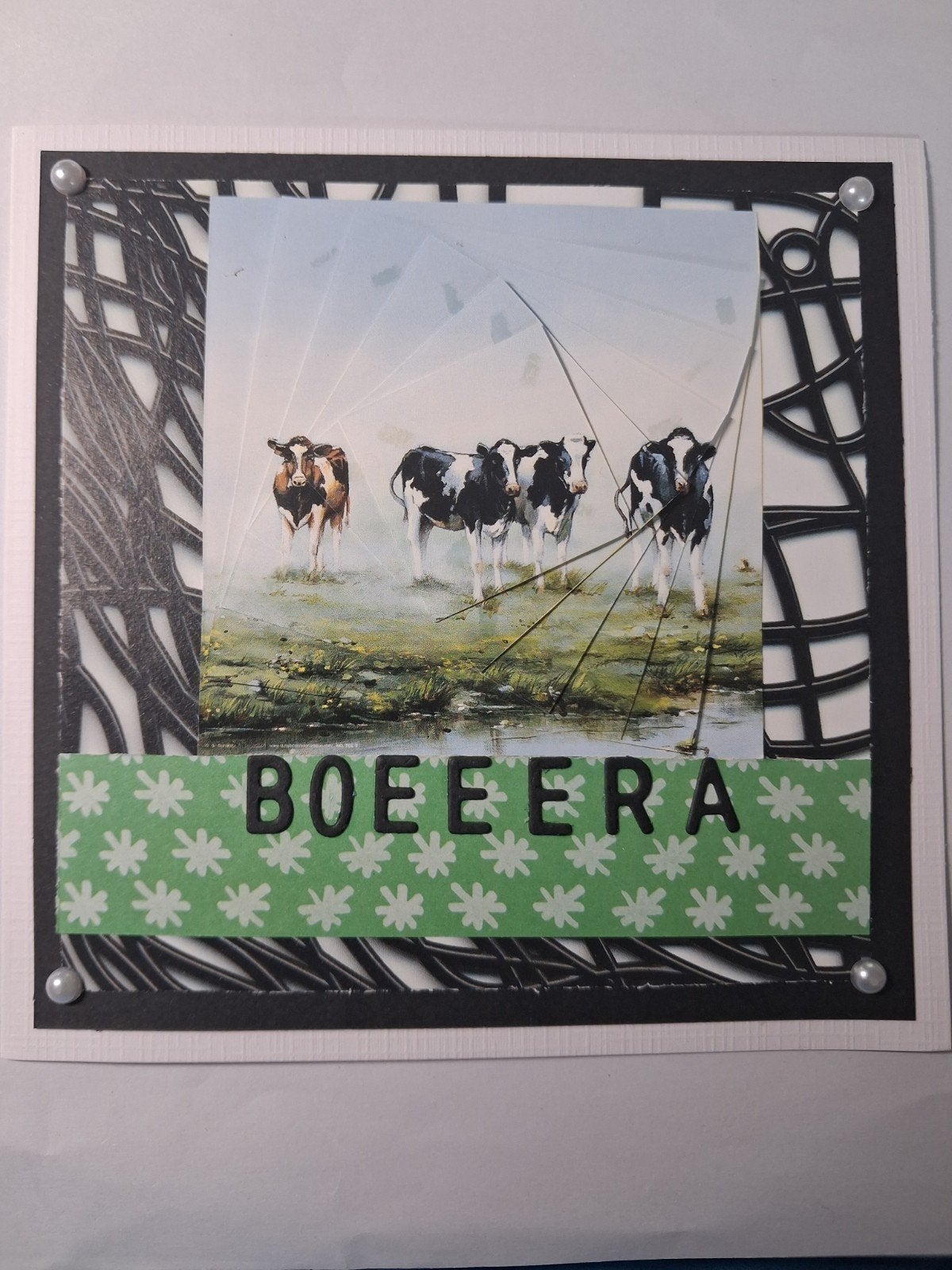 kaart boeeera met koeien, Hobby en Vrije tijd, Ophalen of Verzenden, Overige thema's