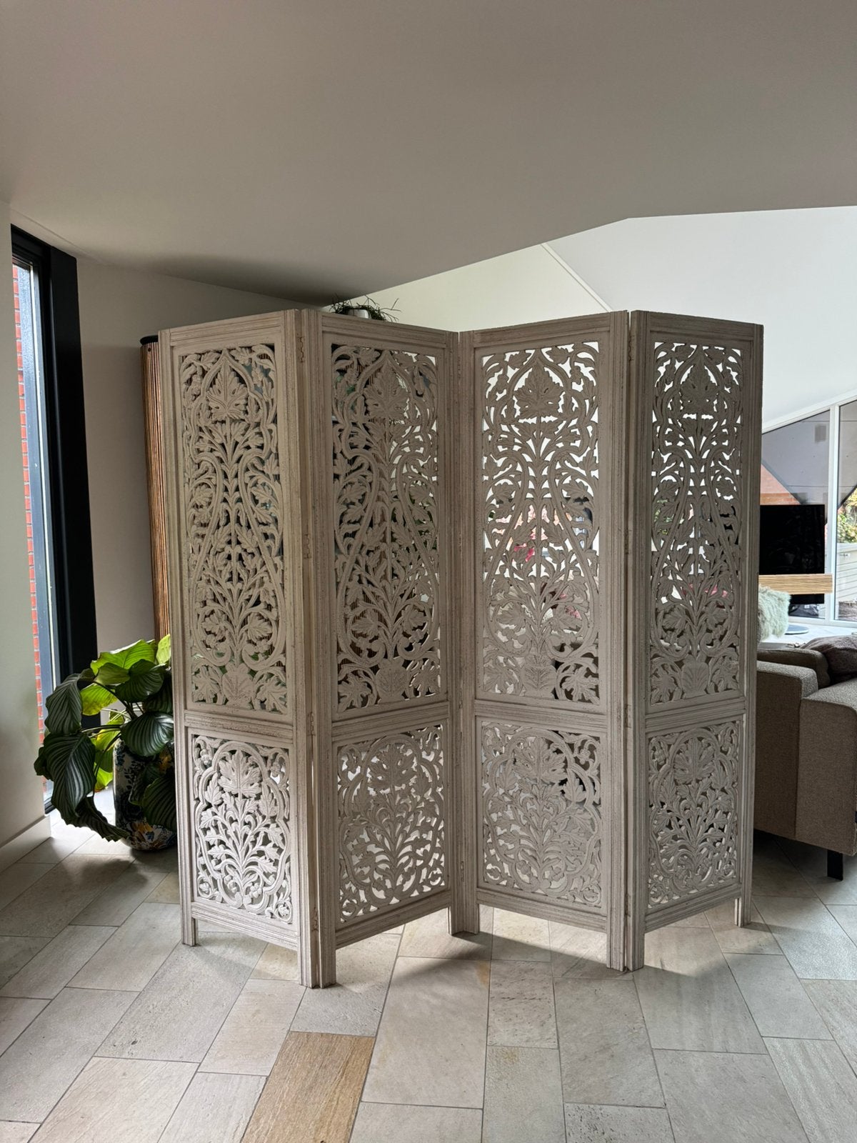 Wit indiaas kamerscherm 200x182cm, Ophalen, Nieuw