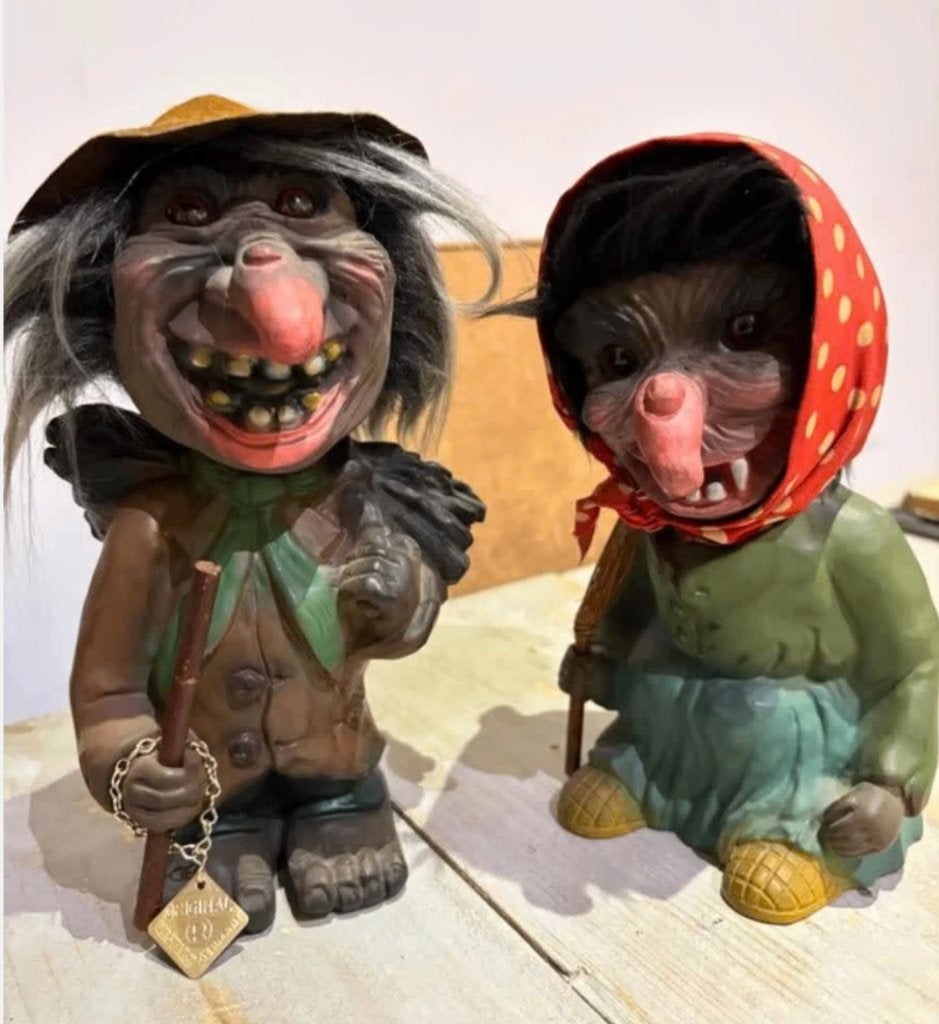Vintage Heico trollen - 2 stuks - Bobblehead - jaren 60, Verzamelen, Poppetjes en Figuurtjes, Ophalen of Verzenden, Zo goed als nieuw