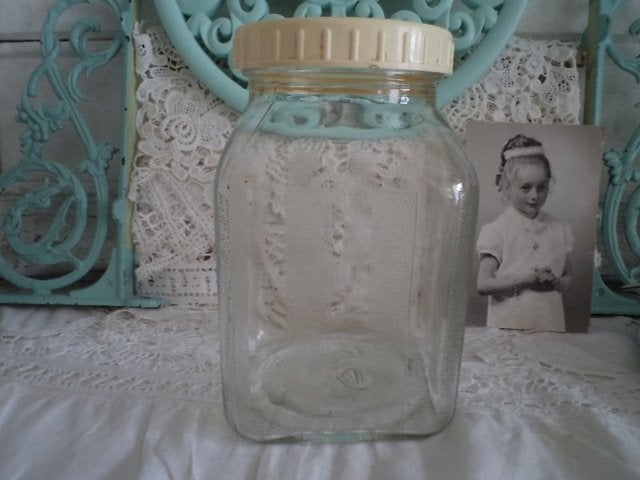 Vintage  Gerrix glazen voorraad pot vensterdeksel, Ophalen of Verzenden