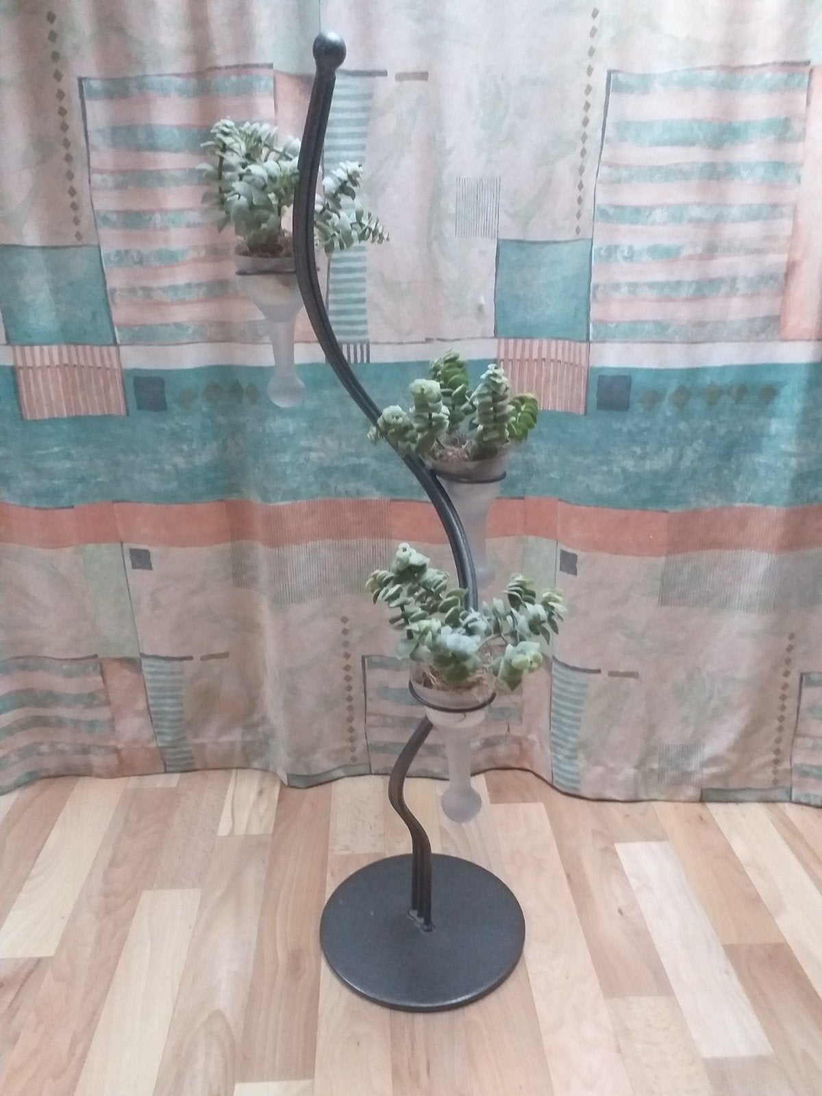 Ijzeren standaard met glazen vaasjes en kunstplantjes, Ophalen, Minder dan 100 cm, Vijgenboom