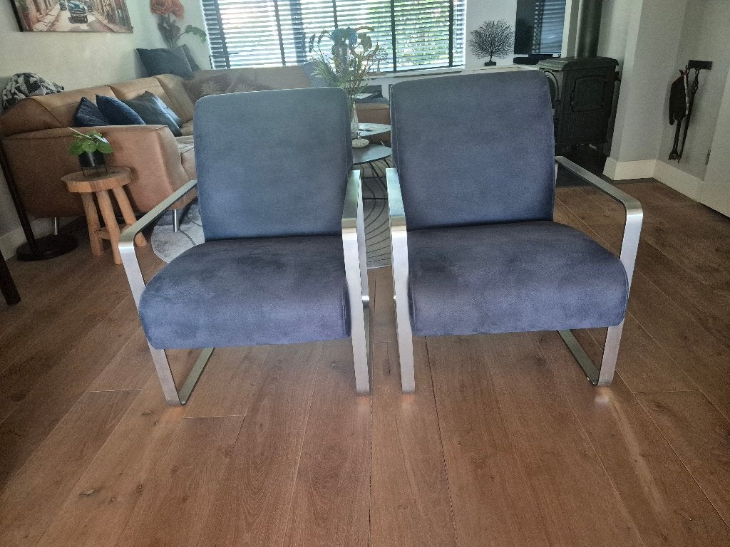 Te koop 2 mooie fauteuils, Ophalen, Gebruikt, 75 tot 100 cm, Metaal