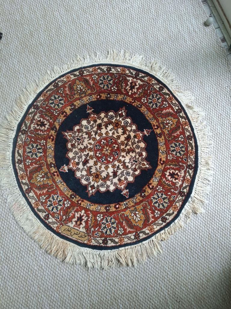 Vintage Rond Perzisch Tapijt 105 cm Dikke / Goede Kwaliteit, Huis en Inrichting, Stoffering | Tapijten en Kleden, Gebruikt, 50 tot 100 cm