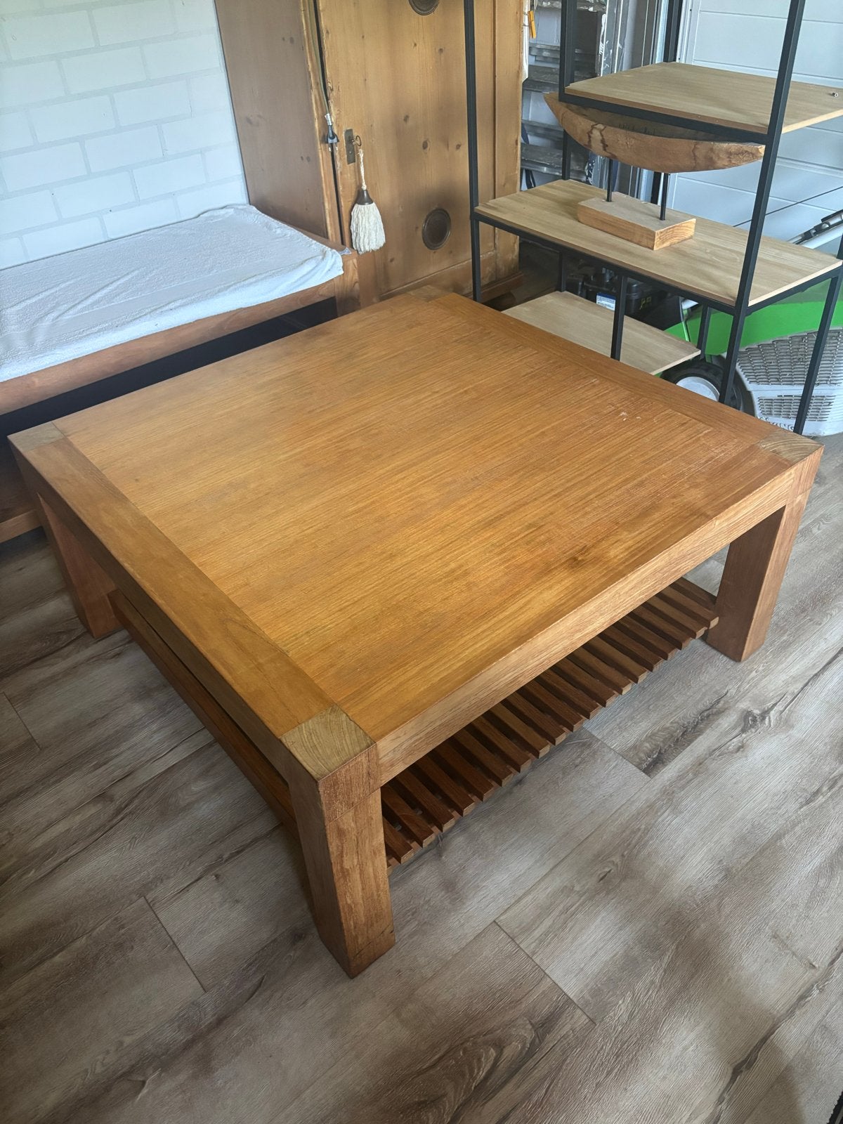 Salontafel hout, Ophalen, Gebruikt, 100 tot 150 cm, Vierkant