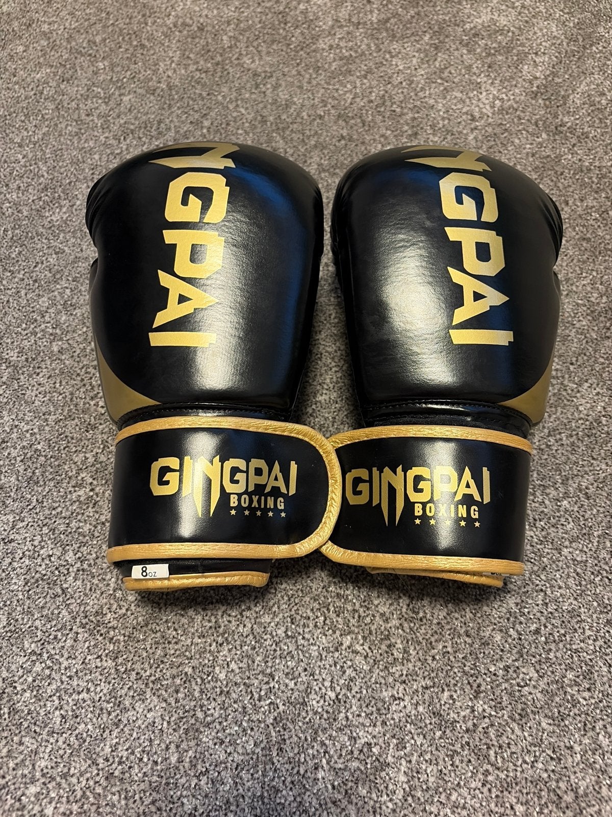 Gingpai Boks handschoenen 8oz Zwart/Goud, Ophalen of Verzenden, Zo goed als nieuw, Bokshandschoenen