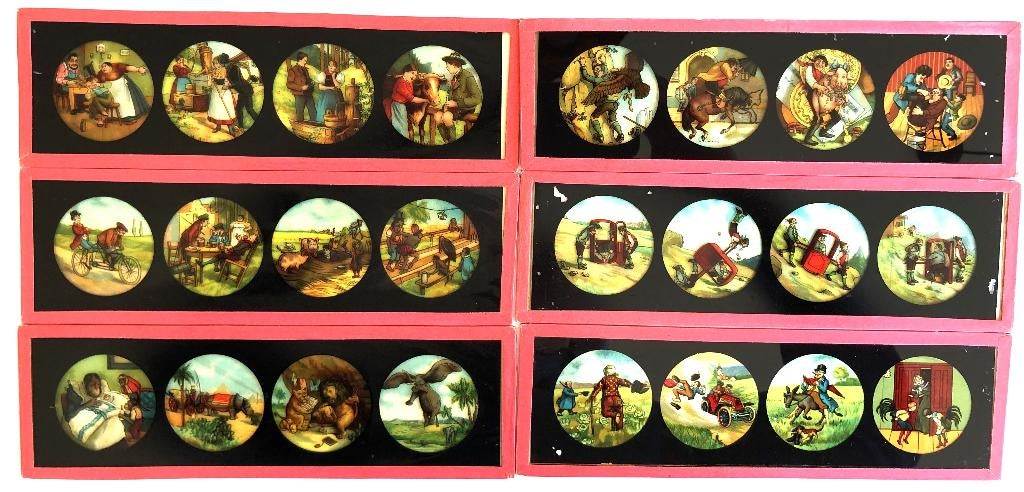 6 toverlantaarn platen, 7 x 22 cm, Ophalen of Verzenden