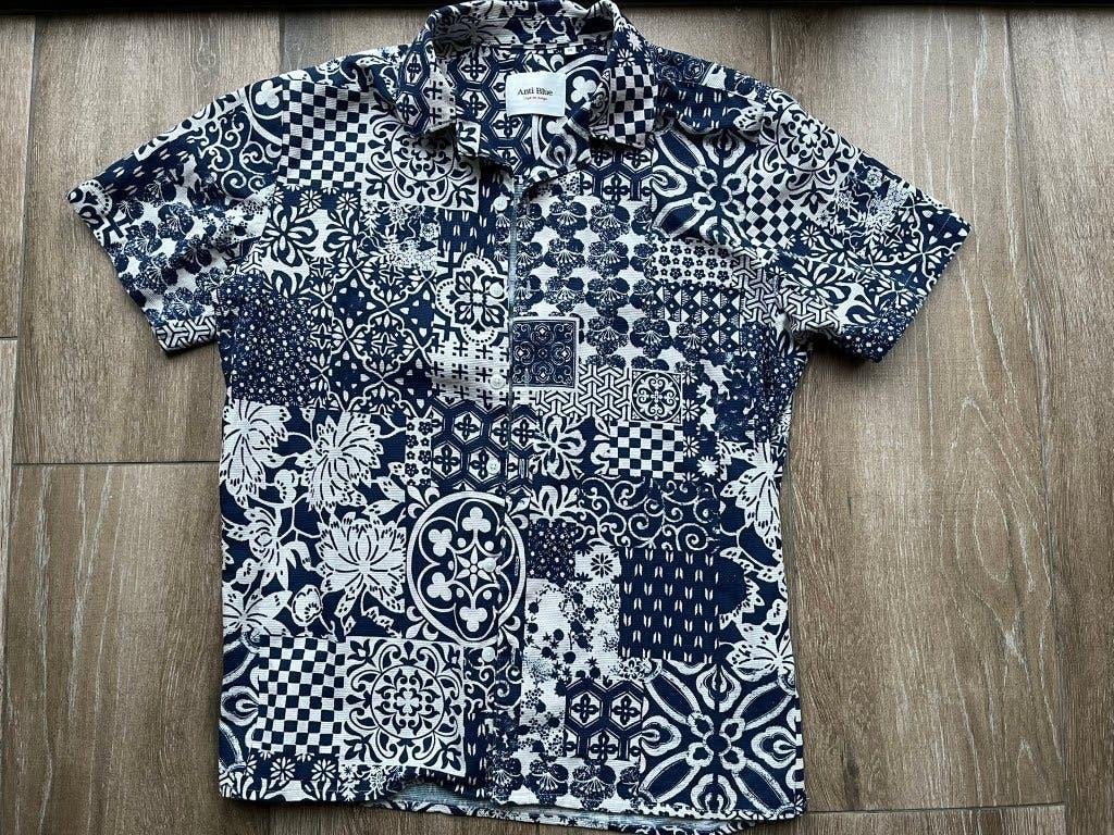 Blouse/shirt heren met print blauw/wit, Kleding | Heren, Ophalen of Verzenden, Zo goed als nieuw, Blauw, The Sting