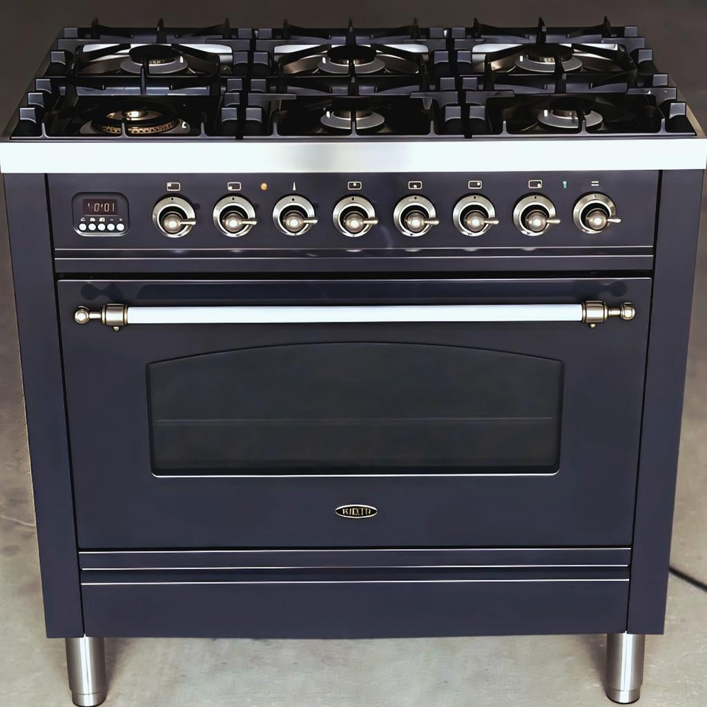 Boretti Fornuis 90x60cm met Draaispies, Bakplaat en Grill, Gebruikt, 60 cm of meer, Grill, Ophalen of Verzenden