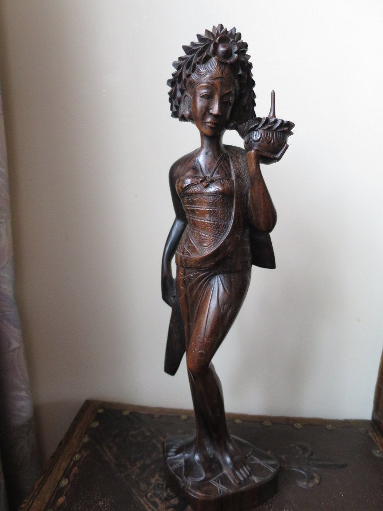 prachtig vrouw beeld uit coromandel hout gesneden 40 cm, Ophalen of Verzenden