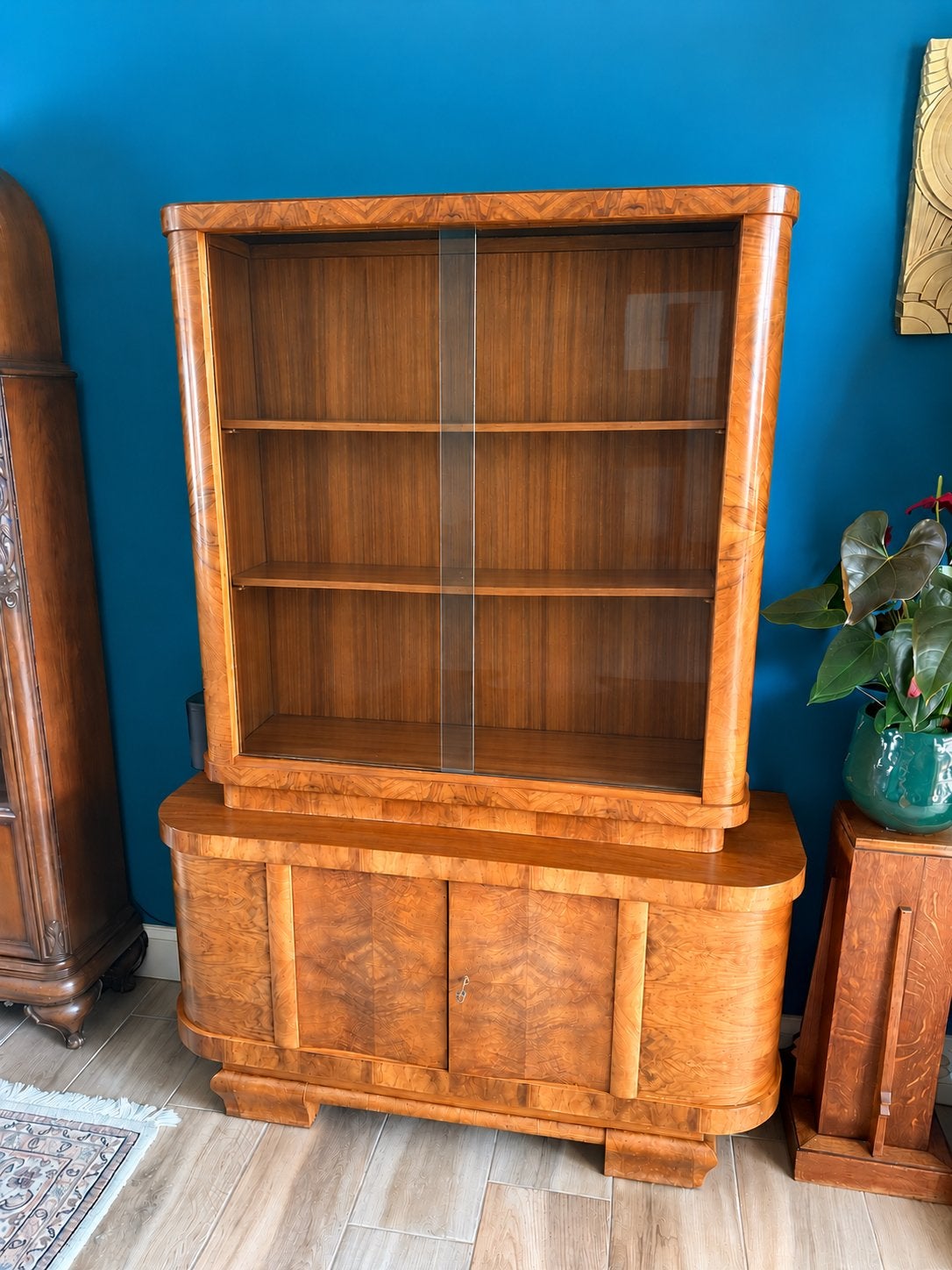 Prachtige Art Deco vitrinekast met dressoir - Jaren 30, Ophalen