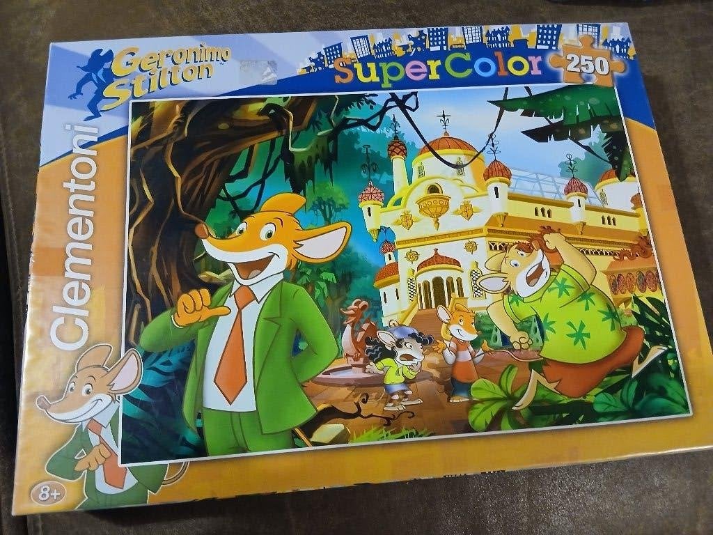 Geronimo Stilton puzzel 250 stukjes, Ophalen of Verzenden, Meer dan 50 stukjes, Gebruikt, 6 jaar of ouder