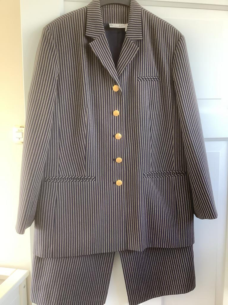 Dames mantelpak Starstyle - Blazer en rok gestreept, Kleding | Dames, Kostuum of Pak, Blauw, Maat 46/48 (XL) of groter, Ophalen of Verzenden