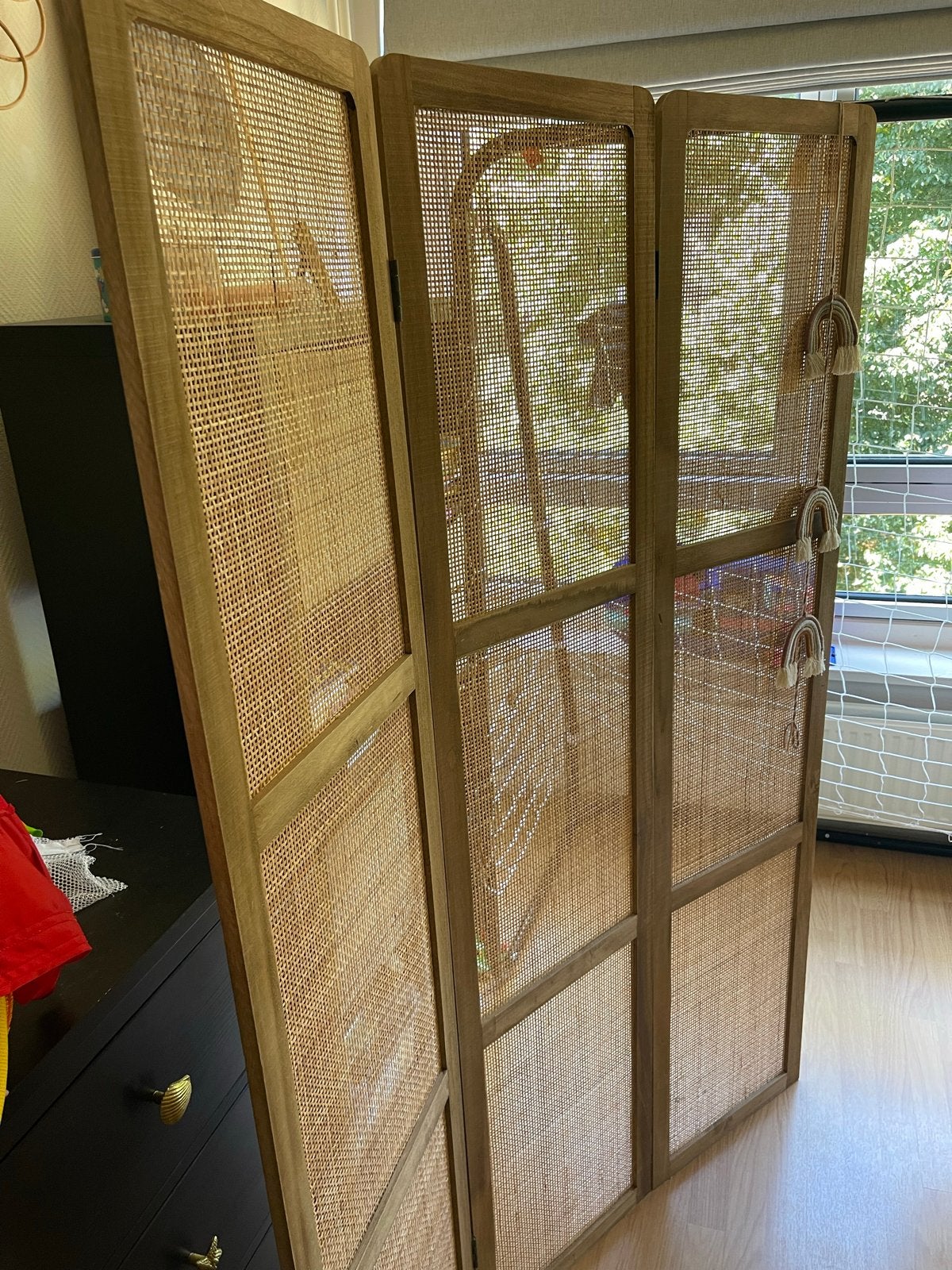 Rotan Jute kamer scherm / kamerscherm, Huis en Inrichting, Woonaccessoires | Kamerschermen, Ophalen, Zo goed als nieuw