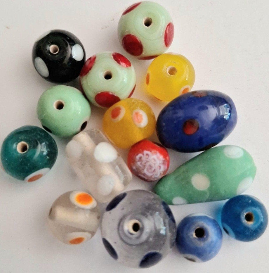 Lampwork glaskralen mix 1-2 cm 8, Verzenden, Nieuw, Kraal