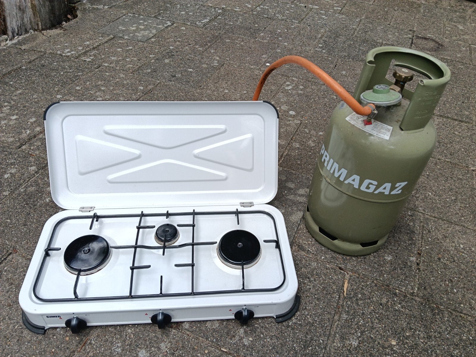 Los gas fornuis twee pits met lege gasfles, Caravans en Kamperen, Ophalen