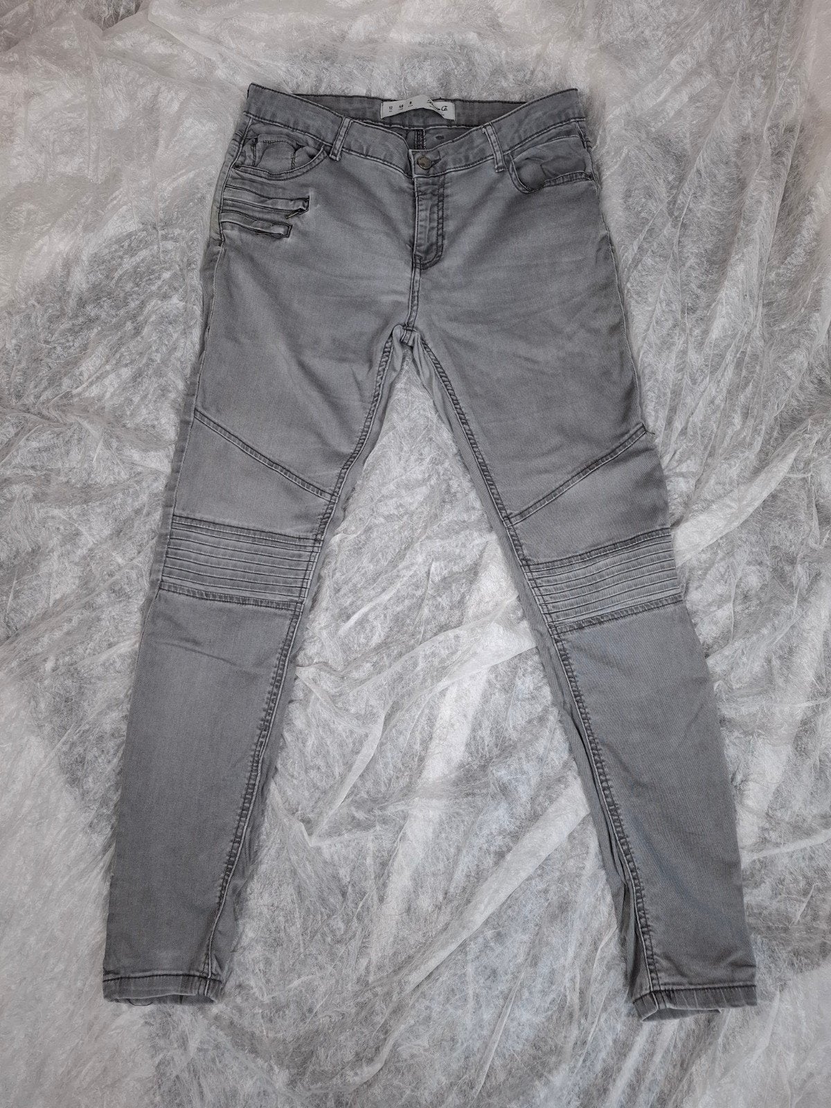 Donkergrijze Denim Co jeans maat 40 met kniedetails, Maat 38/40 (M), Ophalen of Verzenden, Gedragen, Denim Co