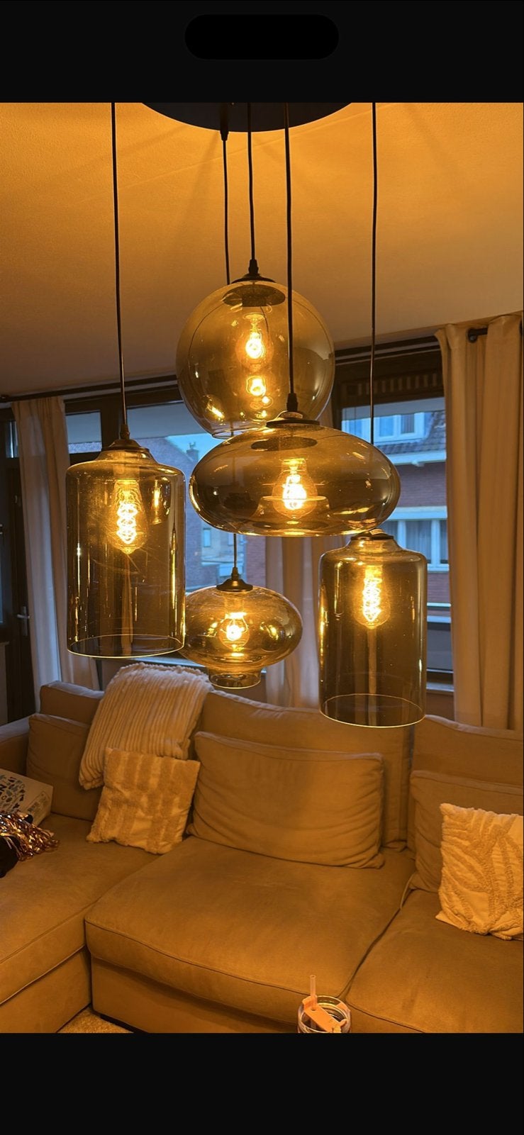 Moderne hanglamp voor salontafel - Zo goed als nieuw, Ophalen, Zo goed als nieuw, Glas
