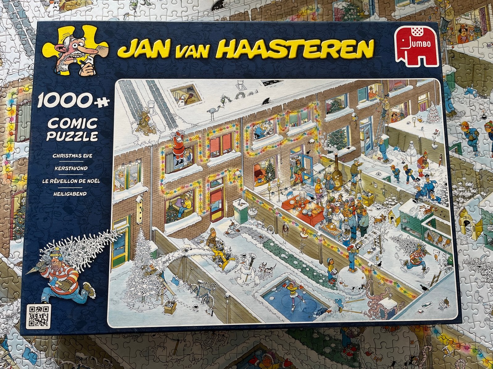 Jan van Haasteren Kerstavond 1000 stukjes, Ophalen of Verzenden, 500 t/m 1500 stukjes, Zo goed als nieuw, Legpuzzel