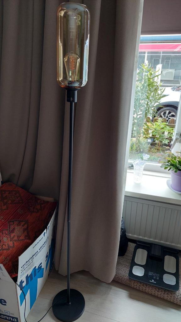 Stijlvolle vloerlamp met Edison gloeilamp, Ophalen, Modern, Industrieel, Zo goed als nieuw, Glas