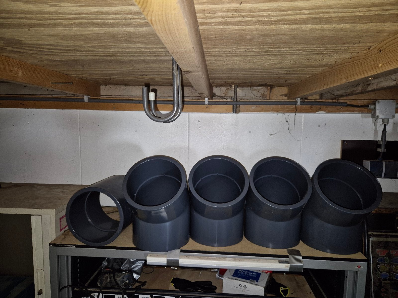 PVC Hogedruk Bochten 45 graden rond 200 en buis 4.5m, Ophalen, Bochten, Gebruikt, Pvc