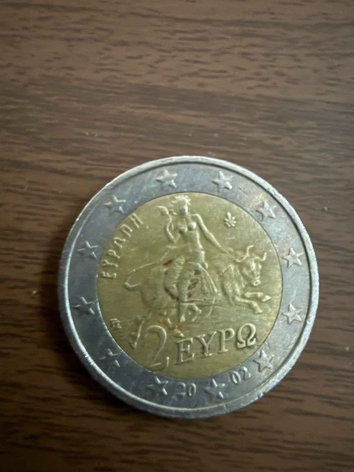 Zeldzame Griekse 2 euro munt 2002 - Europa en de Stier, Ophalen of Verzenden, Griekenland, 2 euro, Losse munt