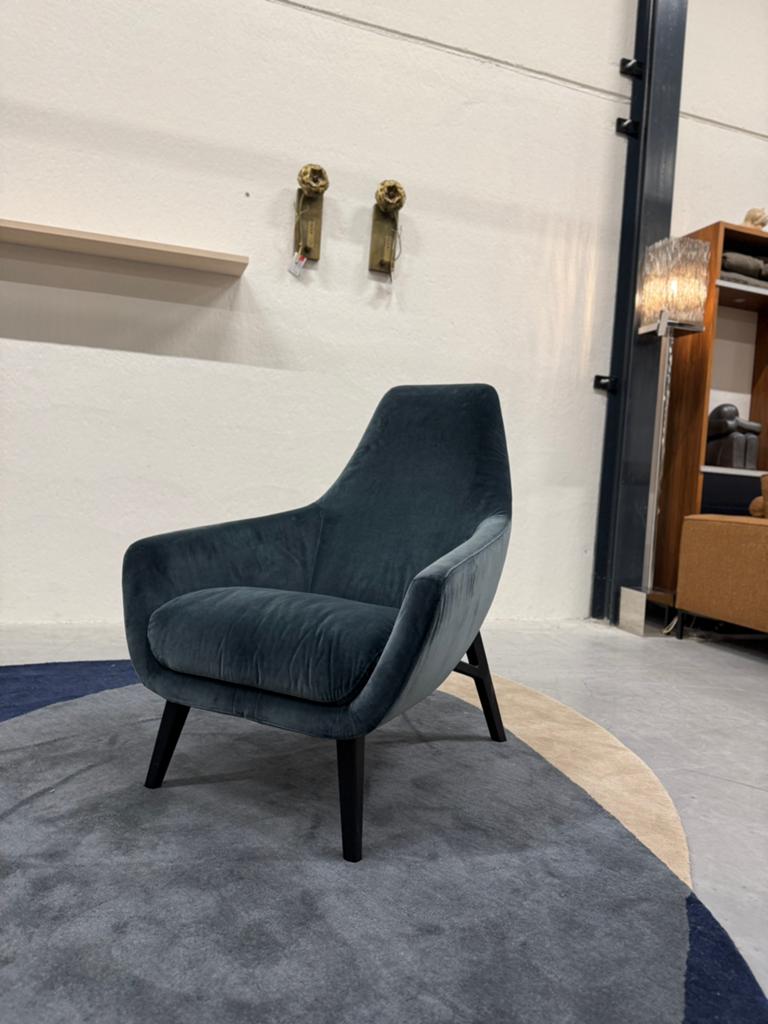 Showmodel Montis Enzo Fauteuil Velour blauw Design Stoel
