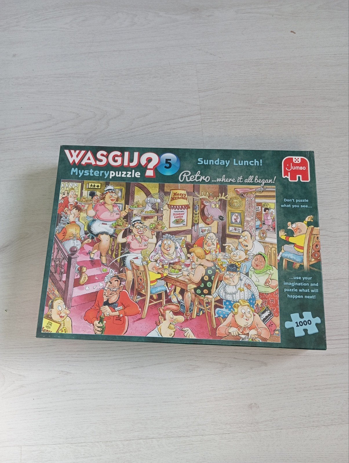 Wasgij Mysterypuzzel 5: Sunday Lunch! 1000 stukjes, Ophalen of Verzenden, 500 t/m 1500 stukjes, Gebruikt, Legpuzzel